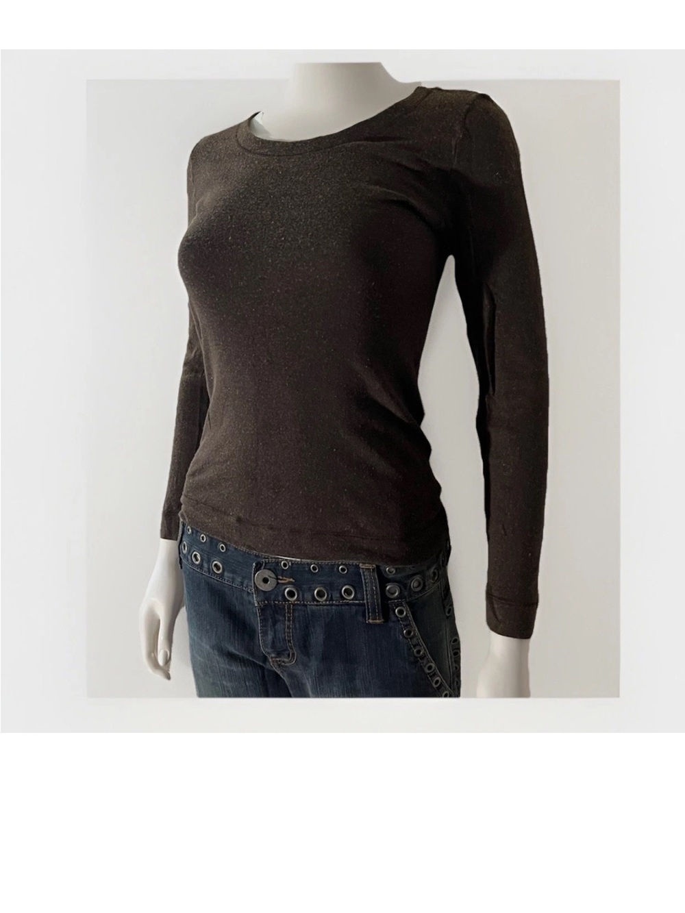Hanro Brown Long Sleeve Women’s T Shirt XS Made In Portugal